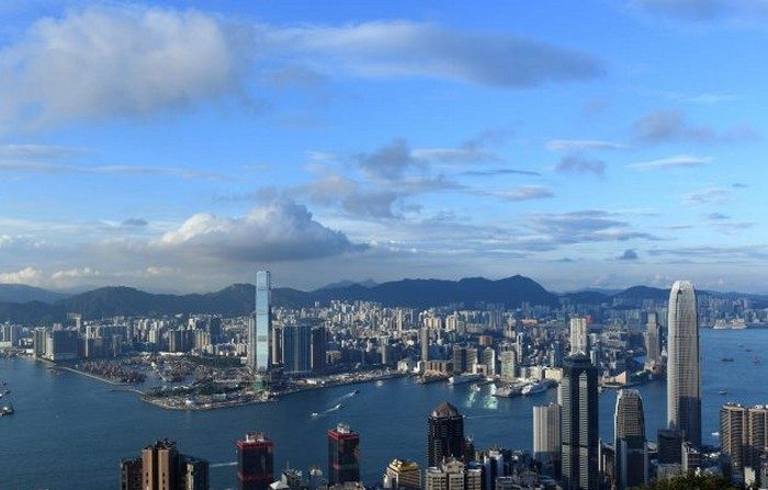 Una vista panoramica di Hong Kong da Victoria Peak, 8 settembre 2017. (Anthony Wallace/AFP/Getty Images)