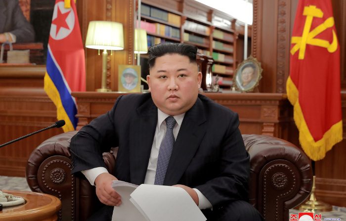 Il nordcoreano Kim Jong Un a Pyongyang in questa foto del primo gennaio 2019. (KCNA via Reuters)