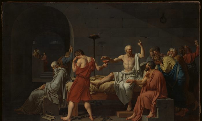 "La morte di Socrate", 1787, di Jacques Louis David. Olio su tela. Catharine Lorillard Wolfe Collection, Wolfe Fund, 1931. (Metropolitan Museum of Art)