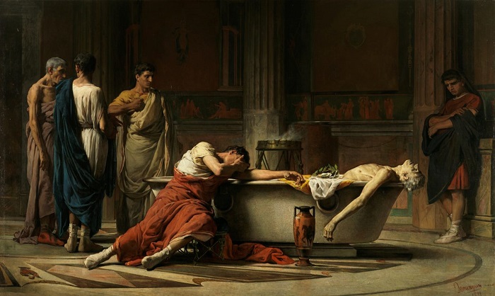 "Il suicidio di Seneca", 1871, di Manuel Dominguez Sanchez. Olio su tela. Museo del Prado, Spagna. (Dominio pubblico)