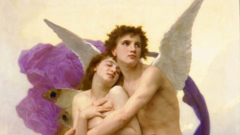 Dettaglio di 'Il rapimento di Psiche' dipinto del pittore francese William-Adolphe Bouguereau; olio su tela del 1895.