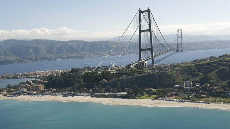 Il Ponte sullo Stretto (rendering), immagine: di Stretto di Messina Spa.