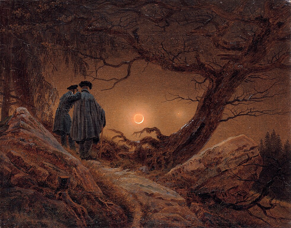 Due uomini in riva al mare al sorgere della luna, Caspar David Friedrich