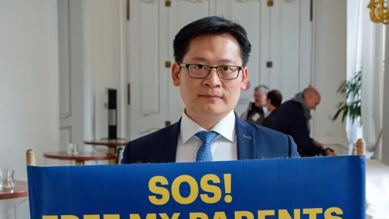 Ding Lebin durante un'udienza sulla persecuzione del Falun Gong da parte del Pcc presso la camera del parlamento ceco a Praga, il 23 aprile 2024 (Michal Kováč/The Epoch Times)
