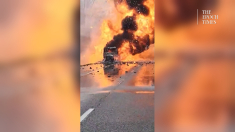 Autostrada chiusa dopo l’incendio di un camion