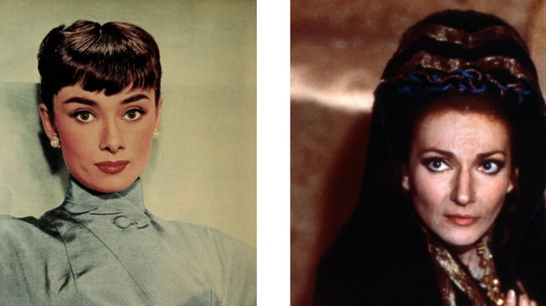 Audrey Hepburn in una fotografia del 1953 di Bud Fraker, e Maria Callas in "Medea". Collezione di pubblico dominio/criteri