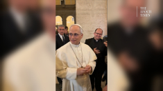 Leone XIV impartisce il saluto e la benedizione a poche ore dall’elezione