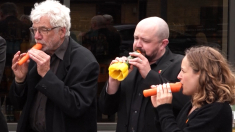 Orchestra suona i classici con carote e zucchine