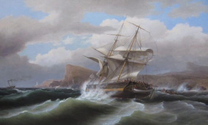 Thomas Birch, "Una nave americana in difficoltà”, 1841. Museo d'arte Timken. Pubblico dominio