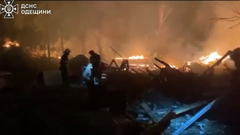 Video: Reuters/courtesy State Emergency Service of Ukraine in the Odesa region.