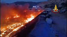 Incendio di una discarica a Bossarino
