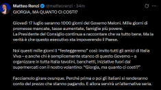 Renzi: mille giorni di Meloni, tasse aumentate e promesse mancate