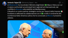 Tajani: Con il Brasile collaborazione su Ucraina, Mediterraneo e export