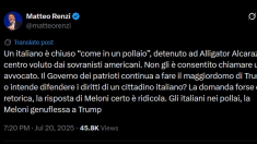 Renzi: italiano detenuto in un centro Usa Meloni difenda i suoi diritti