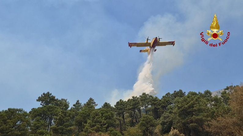 Uno dei 4 Canadair impiegati (Immagine: Vigili del Fuoco)
