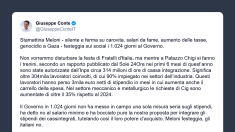 Conte: Meloni festeggia 1.024 giorni ma ignora carovita e cassa integrazione
