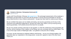 Zelensky: per presidente norvegese “garanzie di sicurezza” sono la chiave