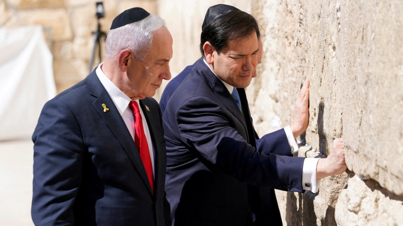 Marco Rubio e Benjamin Netanyahu al Muro Occidentale, nella Città Vecchia di Gerusalemme, 14 settembre 2025 (foto: REUTERS/Nathan Howard/Pool).