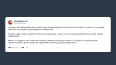 Meloni: Istat conferma segnali positivi per il lavoro