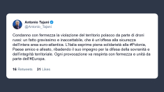 Tajani: droni russi in Polonia fatto gravissimo Provocazioni vanno respinte dall’Europa