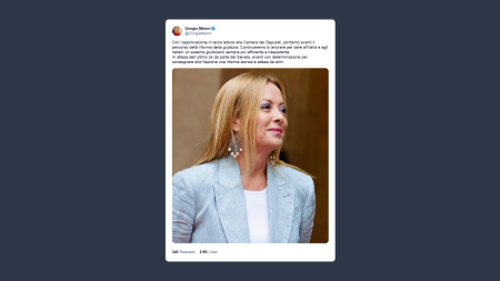 Meloni: passo avanti verso riforma giustizia Atteso ultimo ok da Senato