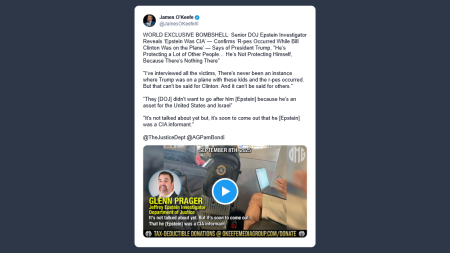 O’Keefe: per investigatore ministero di Giustizia Usa Epstein era un «informatore Cia»