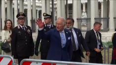 Folla si raduna per vedere re Carlo e Camilla a Roma