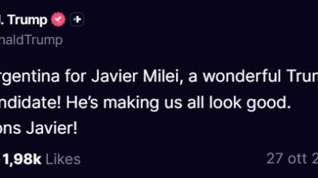 Trump: grande vittoria in Argentina per Milei