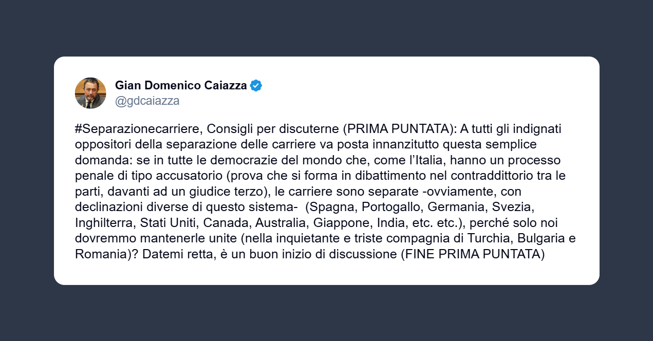 Caiazza su separazione carriere: i consigli per discuterne
