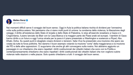 Renzi: oggi in Aula politica rischia di dividersi per l’ennesima volta