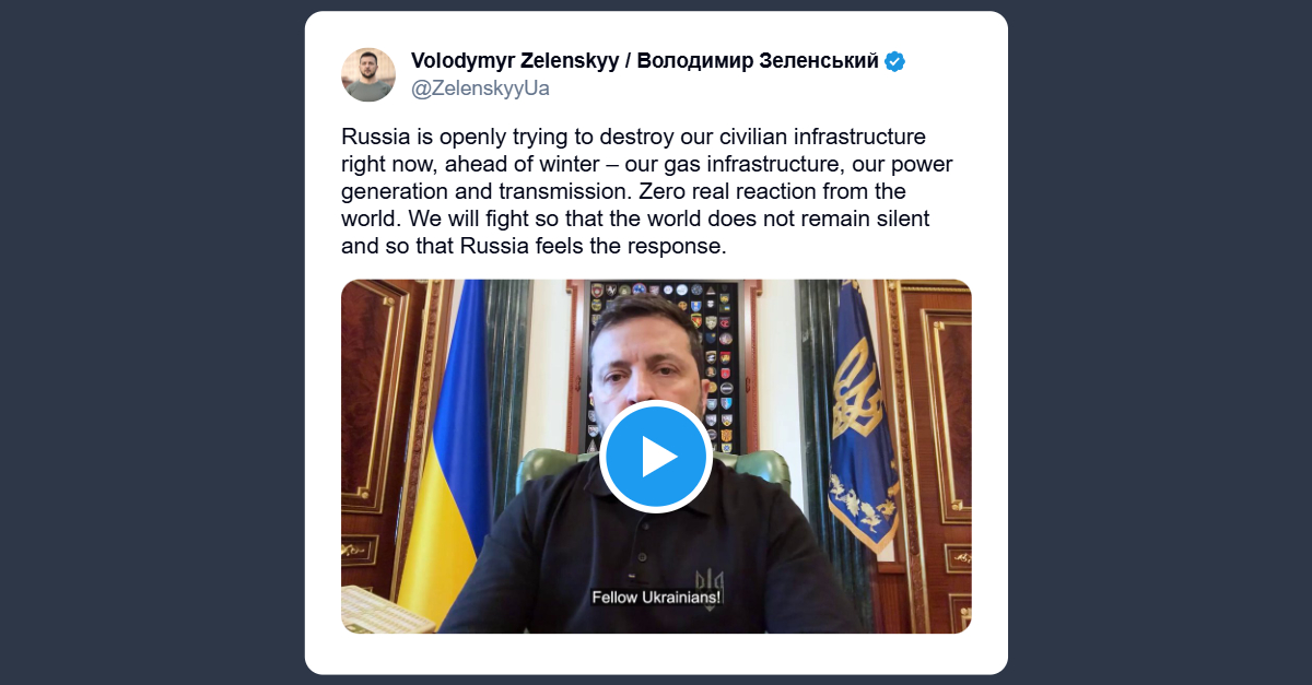 Zelensky: la Russia ci distrugge e il mondo tace