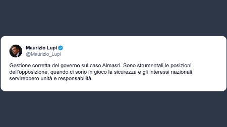 Lupi: gestione corretta del governo sul caso Almasri