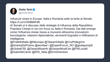 Terzi: influenza del regime cinese in Ue si muove attraverso diverse strategie