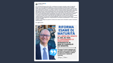Valditara: l’Esame di Stato torna a essere Esame di Maturità