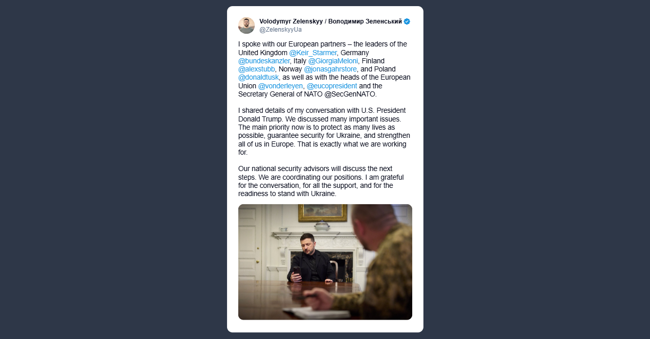 Zelensky a colloquio con i capi di governo europei per garantire la sicurezza dell’Ucraina