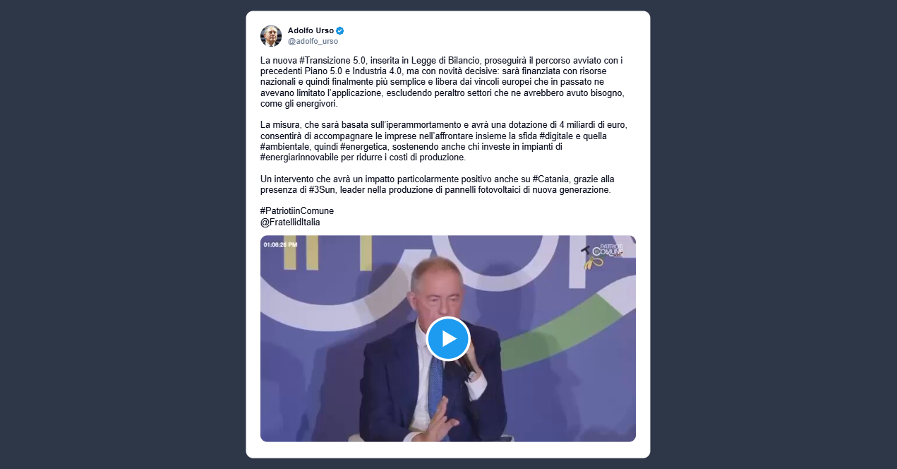 Urso sulla nuova Transizione 5.0