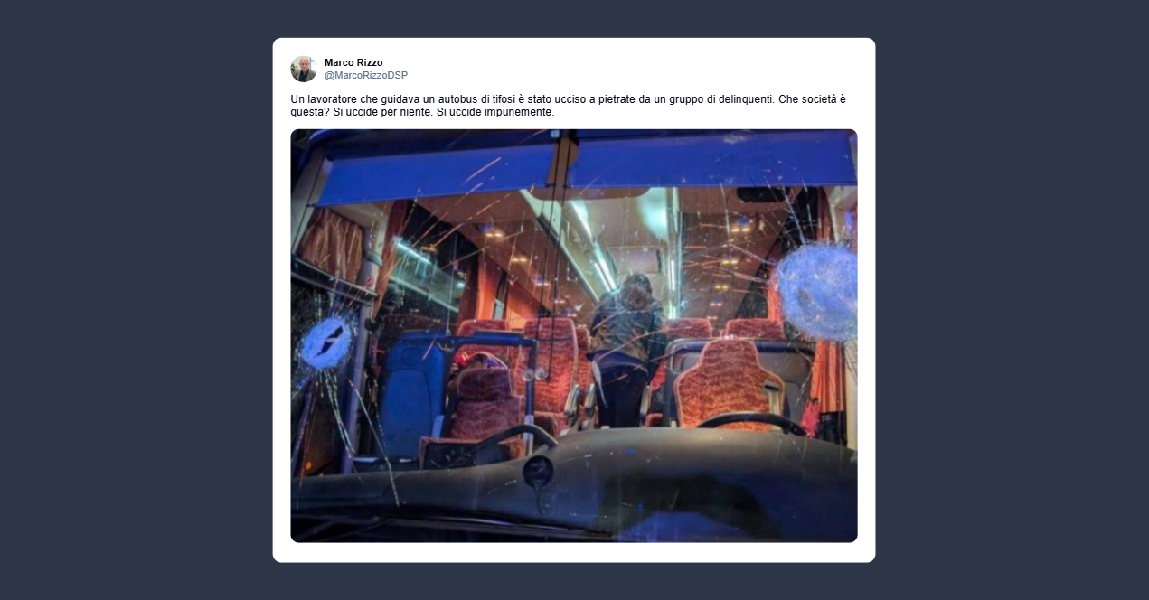 Rizzo: autista di autobus ucciso a pietrate da delinquenti