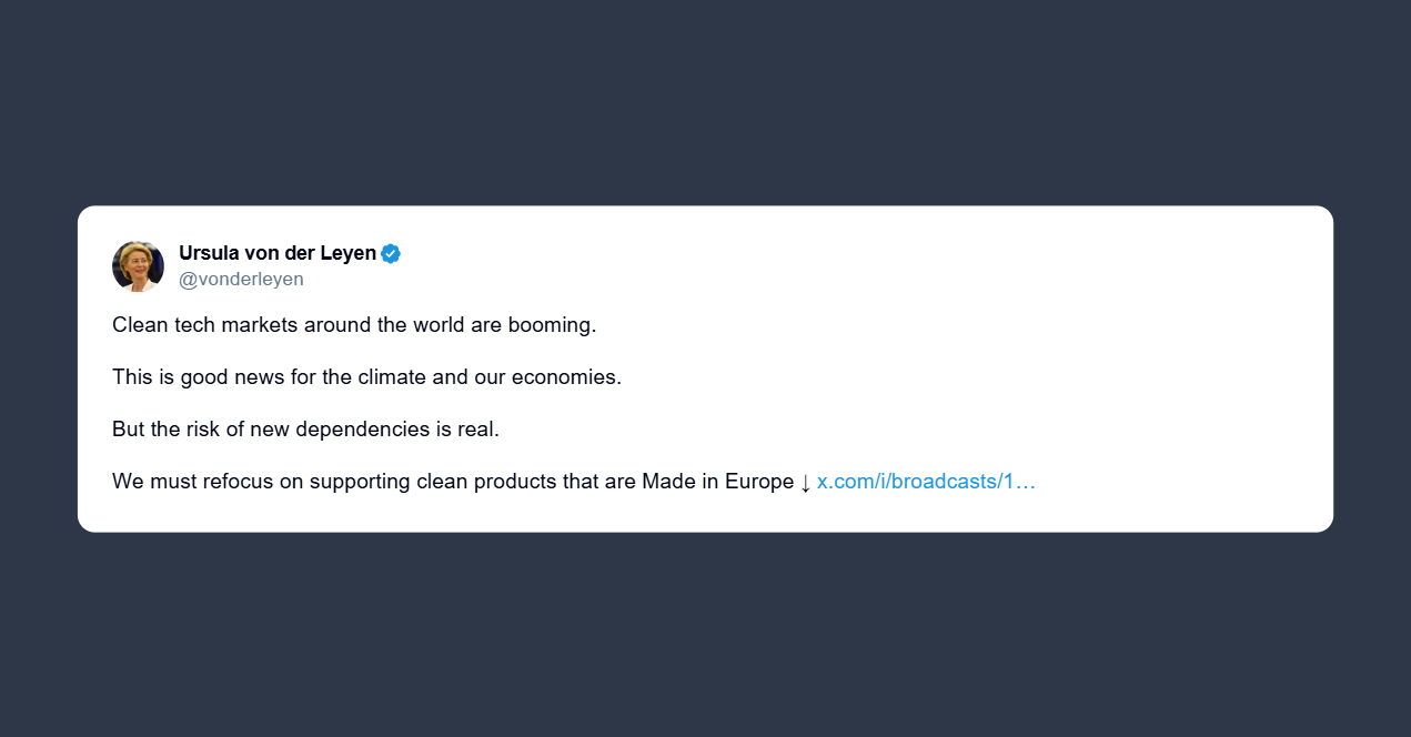 Von der Leyen: puntare sul sostegno ai prodotti ecologici realizzati in Eu