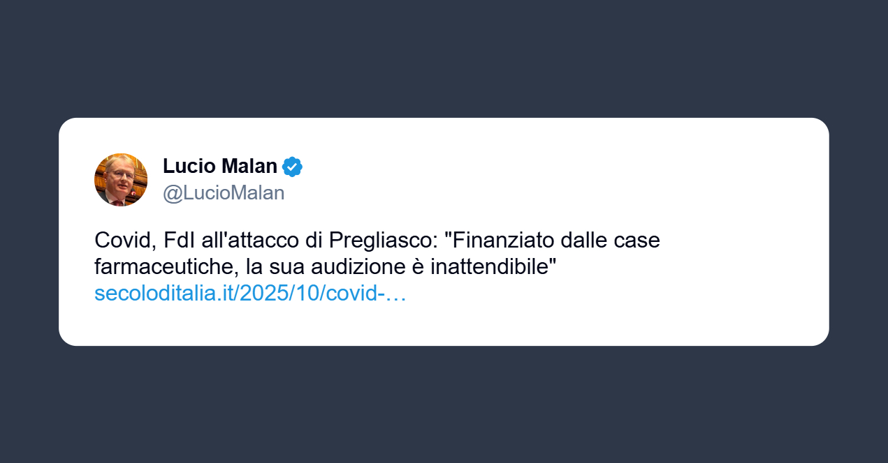 Malan: Pregliasco finanziato dalle case farmaceutiche