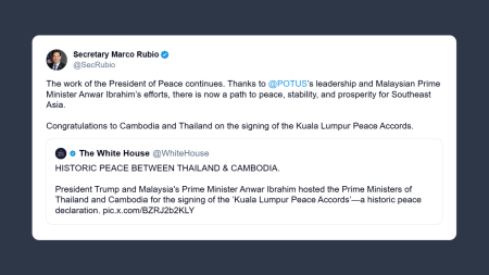 Rubio: congratulazioni a Cambogia e Thailandia per la firma della pace