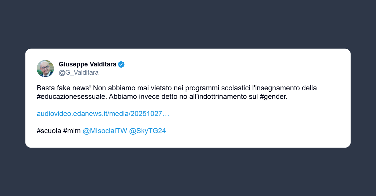 Valditara: non abbiamo mai vietato nei programmi scolastici l’insegnamento dell’educazione sessuale