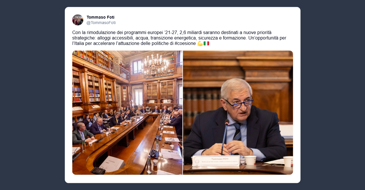 Foti sulla rimodulazione dei programmi europei 21-27