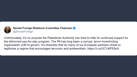 Jim Risch: autorità palestinese è un’organizzazione corrotta che incentiva il terrorismo