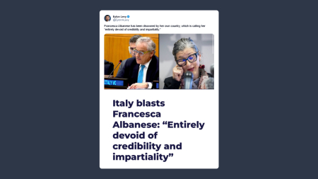 Eylon Levy: Francesca Albanese è stata rinnegata dal suo stesso Paese