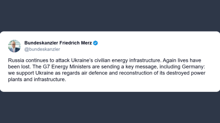 Merz: sosteniamo l’Ucraina nella difesa antiaerea e nella ricostruzione delle centrali elettriche