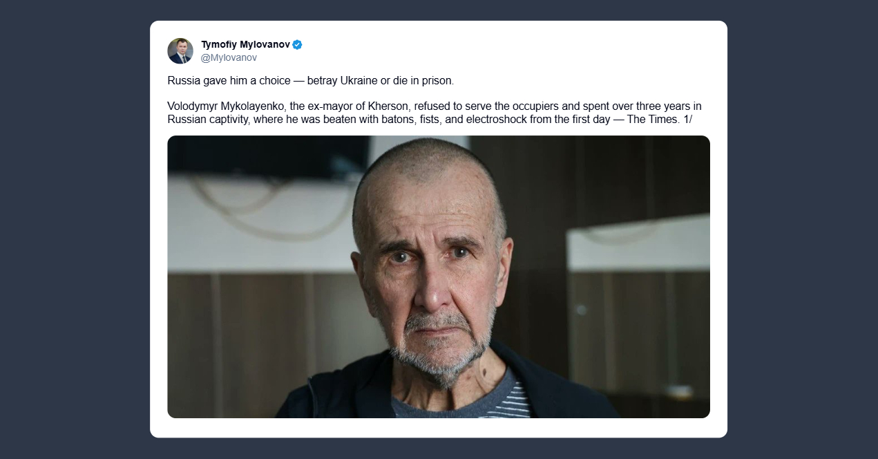 Tymofiy Mylovanov: ex sindaco di Kherson rifiuta di servire la Russia, in prigione per oltre tre anni