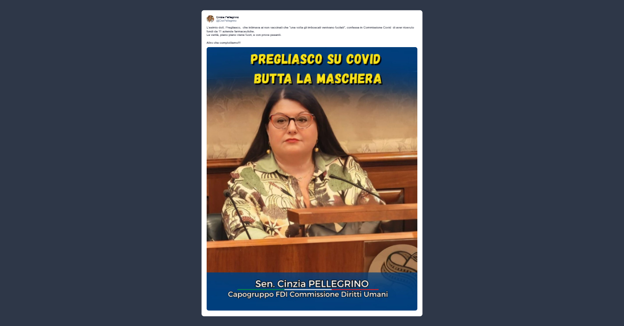 Pellegrino: Pregliasco confessa ​di aver ricevuto fondi da 11 aziende farmaceutiche