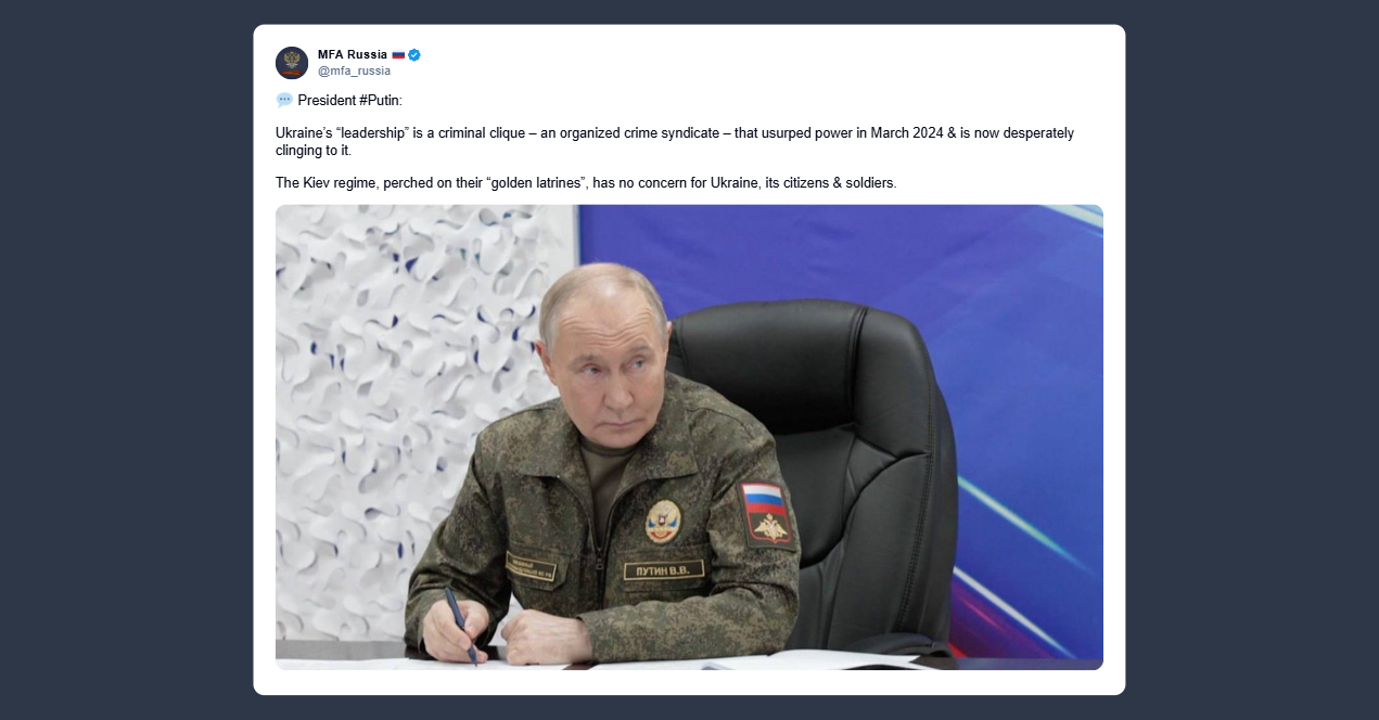 Putin: la “dirigenza” ucraina è una cricca criminale